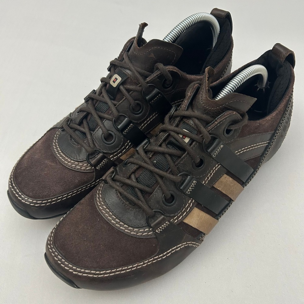 Tsubo Shoes Mens 11.5 Brown Leather Suede Sneakers Contrast Stitch Lace Up